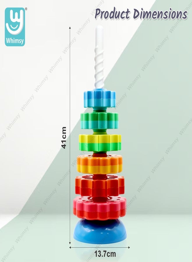 Whimsy Spinning Stacking Tower Toy for Kids & Toddlers, Rainbow Spin Tower Made of Strong ABS Plastic, Non-Toxic, BPA Free Material, Early Educational Toy for Kids Boys & Girls, 1+ Year Above - Image 2